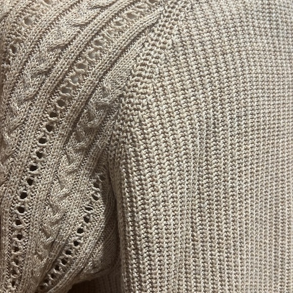 Sonoma Tan Ribbed Knit Long Sleeve Sweater Medium - Picture 3 of 4